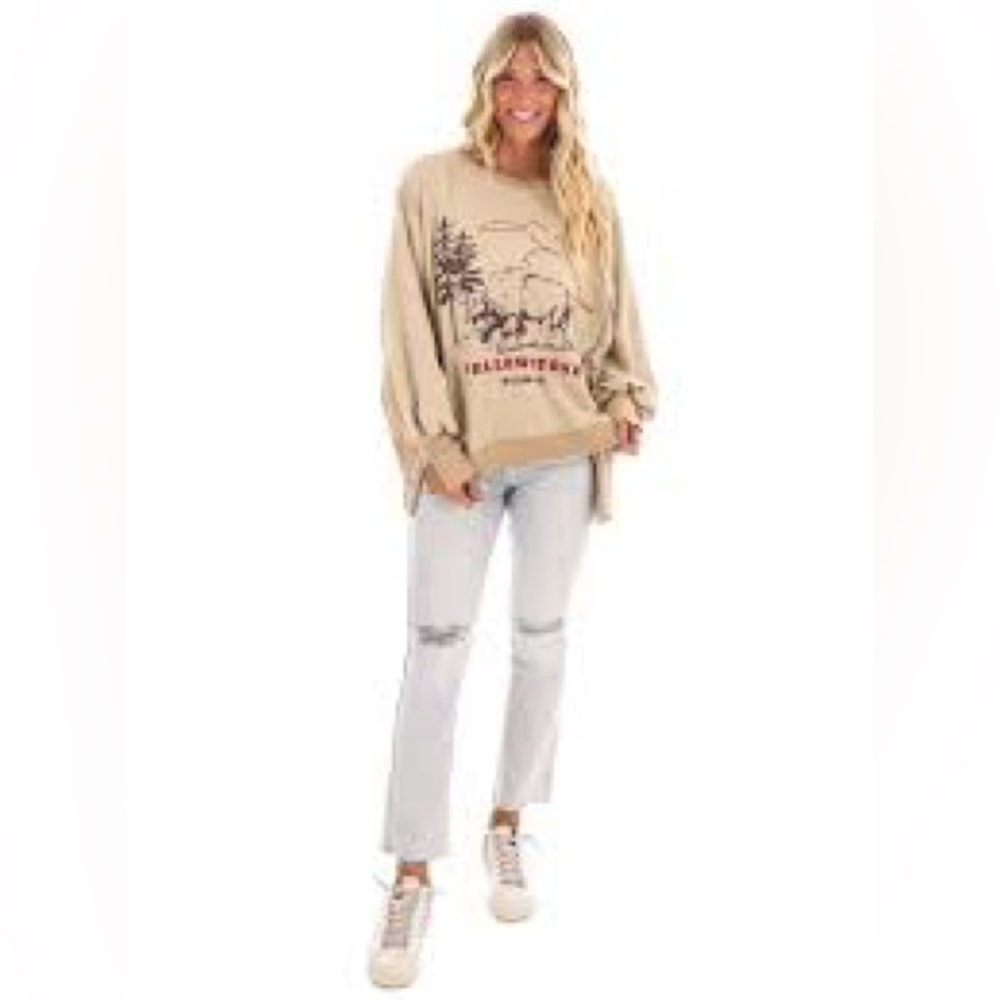 Free People Beige Yellowstone Graphic Long Sleeve Tee - Picture 4 of 14